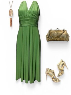 EVAN-PICONE Citris Green Halter Semi-Formal Maxi Length Dress Size 4